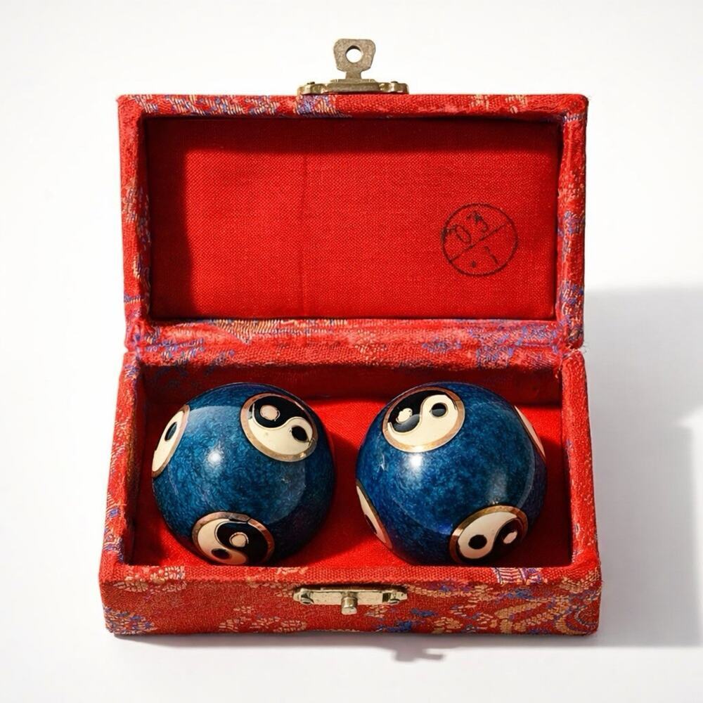Yin Yang Baoding Balls In Decorative Box For Stress Relief & Hand Therapy
